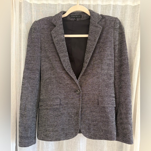 Theory Jackets & Blazers - Theory Charcoal / Dark Heather Gray Wool Blend Blazer size 4